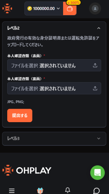 オープレイカジノのレベル2KYC